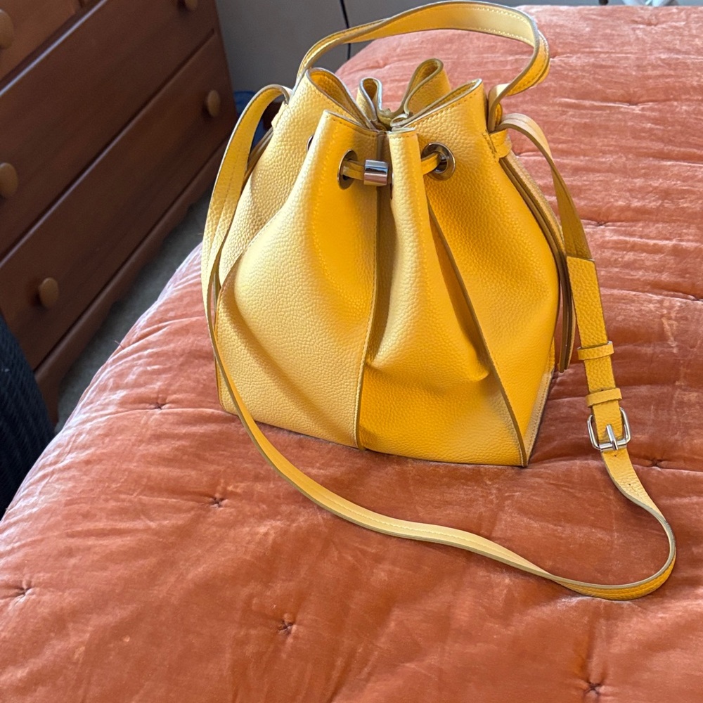 Vibrant Yellow Leather Shoulder Bag